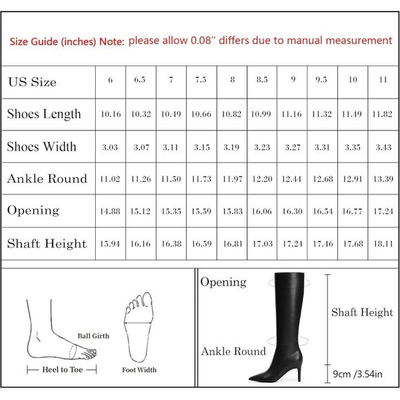 🆕Women Black Faux Leather Pointed Toe Tall Stiletto Heel Zipper Dress Boots - Picture 10 of 10